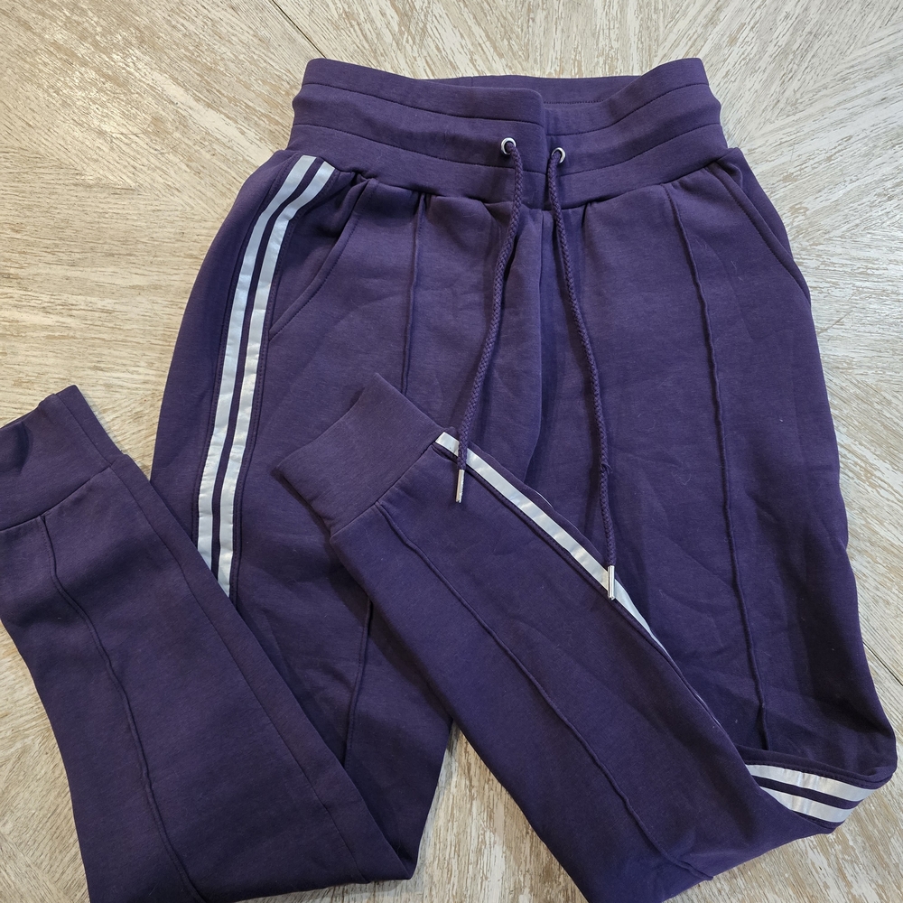 BuffBunny Purple Kids Joggers with Contrast Side Stripes